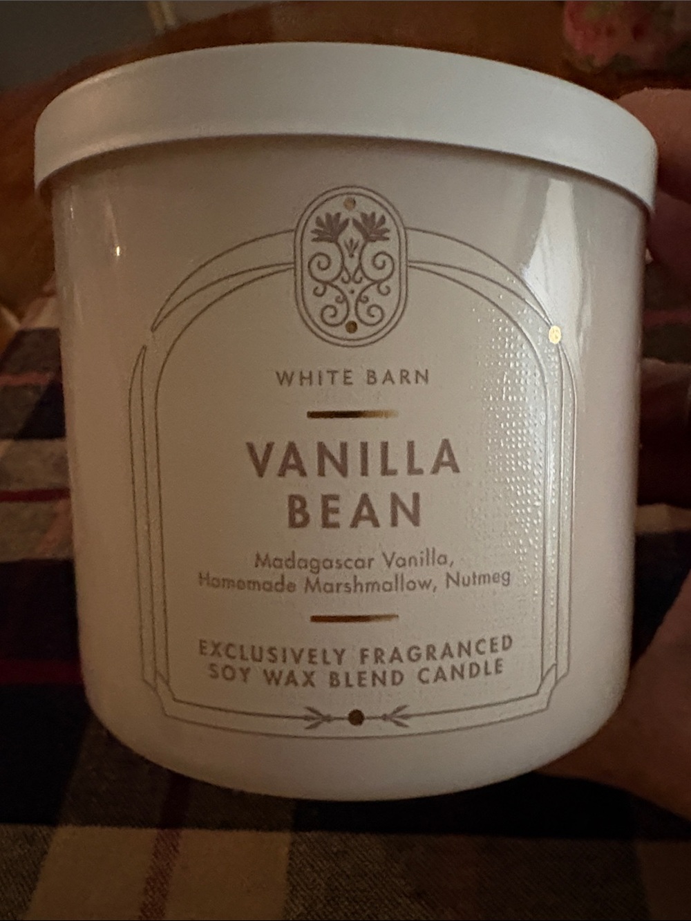 Nwt “Vanilla Bean” 3 wick candle from White Barn